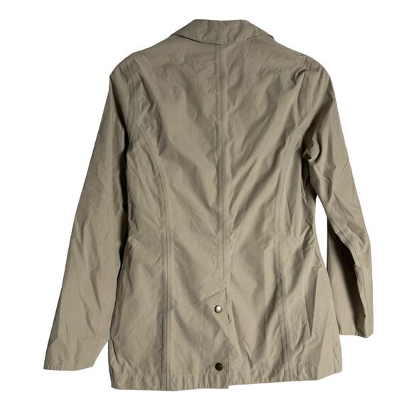 Barbour Tan Single Breasted Snap Front Zip Pocket Collared Travel Jacket Size 4 - Picture 8 of 11